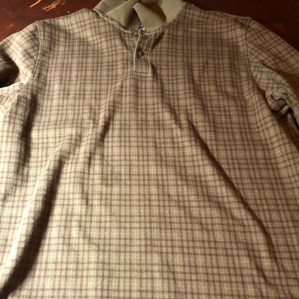 Arrow green and brown plaid XL long sleeve polo